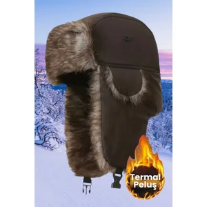 Unisex Termal Peluş Kürklü Pilot Şapka