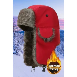 Unisex Termal Peluş Kürklü Pilot Şapka