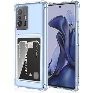 Case World Xiaomi Mi 11T Pro Kapak Kamera Korumalı Kartlıklı Darbe Emici Özellikli Şeffaf Silikon Kılıf
