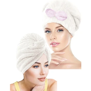 Ikili Set Saç Havlusu Bonesi Lastikli Fiyonklu & Mikrofiber 2 Düğmeli Saç Havlusu