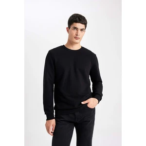 Erkek Siyah Oversize Fit Geniş Kesim Basic Düz Pamuklu Kapüşonlu Sweatshirt B7833AXNS