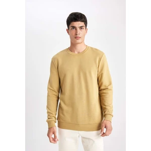 Erkek Haki Oversize Fit Geniş Kesim Basic Düz Pamuklu Kapüşonlu Sweatshirt B7833AXNS