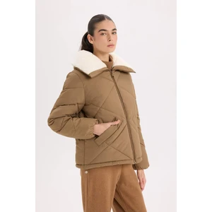 Su Geçirmez Puffer Şişme Mont Kapitoneli İçi Suni Kürklü Rüzgar Geçirmez Cepli A0756AX24WN
