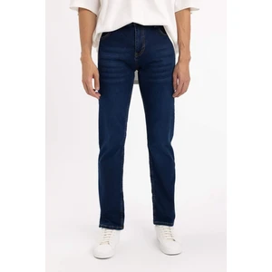 Erkek Mavi Sergio-Regular Fit Düz Kesim Boru Paça Basic Düz Pamuklu Kot Pantolon B8550AXNS