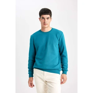 Erkek Yeşil Oversize Fit Geniş Kesim Basic Düz Pamuklu Kapüşonlu Sweatshirt B7833AXNS