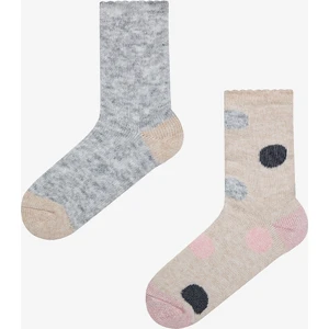 Warm Big Dot Bej 2li Soket Çorap