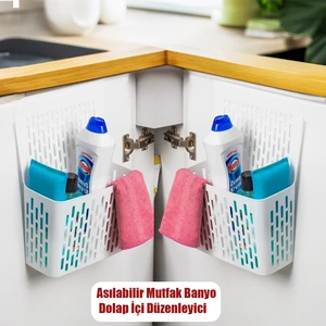 Asılabilir Mutfak Banyo Dolap Içi Düzenleyici Deterjanlık Beyaz