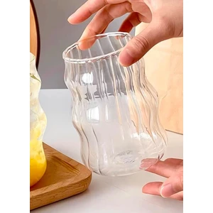 Ceyden Store Ceyden Kıvrımlı Şekilli Meşrubat Kokteyl Kaliteli Cam Dekoratif Bardak