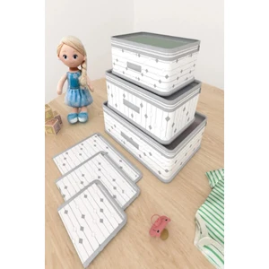 Gri / Beyaz Desenli 6 Lı Bavul Düzenleyici Valiz Organizer Set Seyahat Çantası Bavul Düzenleyici