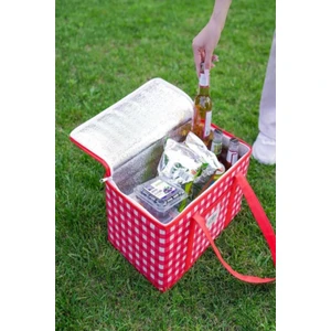 Büyük Boy Termo Lüks Kırmızı Piknik Çantası Yalıtımlı Plaj Çantası ve Kamp Çantası 35 x 20 x 20 cm
