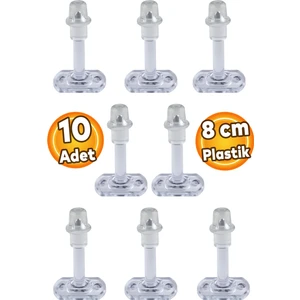 10 Adet Mobilya Kapı Arkası Kolu Stoperi Tamponu (Plastik 8 Cm) Stopu Durdurucusu Tutucu Tutacağı