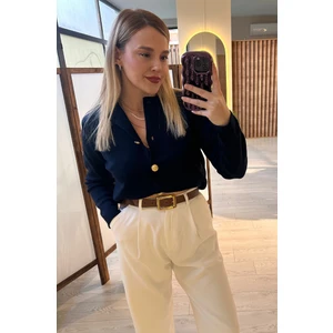 Mir Store Lacivert Gold Düğmeli Hırka