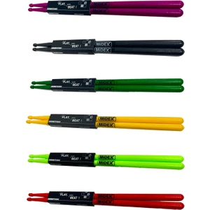 GFK-801X 5A Bateri Baget Kırılmaz Polyemid Renkli Full Set Davul Bageti 5A Drumsticks 12 Adet