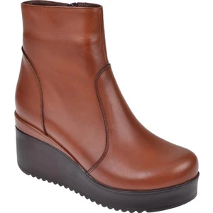 Hakiki Deri Dolgu Taban Kadın Bot AYK-300   TABA