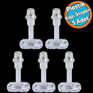 Şeffaf Plastik Kapı Pencere Arkası Tampon 8 cm Vidalı Duvar Koruyucu Silikon Stoper 5 Adet