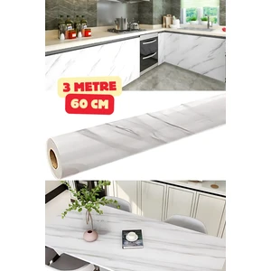 Mermer Desenli Yapışkanlı Kaplama Kağıt Tezgah Dolap Mutfak Kağıdı Su Geçirmez 3 M x 60 cm