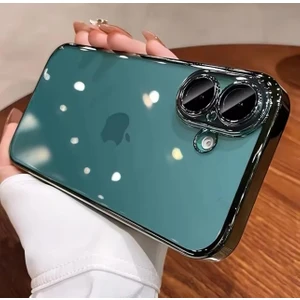 M.tk moveteck iPhone 16 Kılıf Tam Kamera Korumalı Metalik Parlak Renkli Kenarlı Yumuşak Silikon Lensli Kapak Arkası Şeffaf