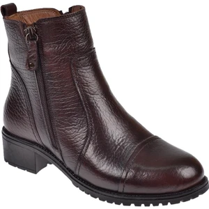 Voyager Hakiki Deri Alçak Topuklu Kadın Bot VOY-7550   TABA