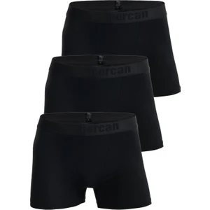 Mercan İç Giyim 3'lü Paket Pamuklu Likralı Premium Esnek Kumaş Siyah Erkek Boxer
