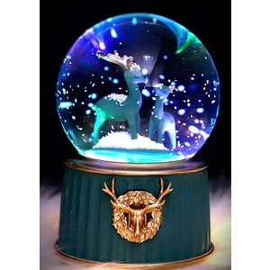 Geyik Model Kar Küresi Işıklı Müzikli 12CM