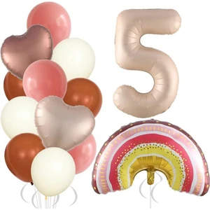 Düvenci Ticaret Retro Kalp Rakam Gökkuşağı Yaş Balon Set