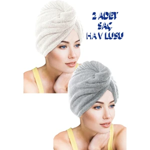 2 Adet Kalın Mikrofiber 2 Düğmeli Saç Havlusu Saç Bonesi Banyo Deniz ve Havuz Sonrası Plaj