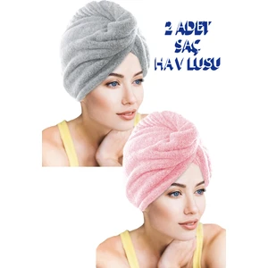 2 Adet Kalın Mikrofiber 2 Düğmeli Saç Havlusu Saç Bonesi Banyo Deniz ve Havuz Sonrası Plaj