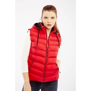 Kadın Kapüşonlu Şişme Yelek Kapüşon Içi Polar