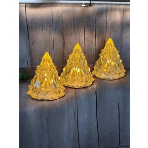 Kristal Elmas 3 Lü Çam Ağacı Mum Seti 8 cm Yılbaşı LED Mum