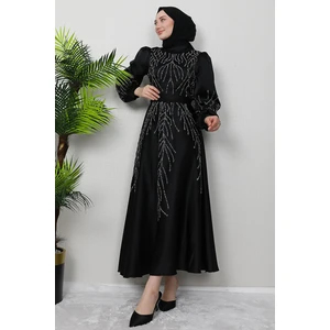 Giza Store Buğlem Taşlı Abiye Siyah