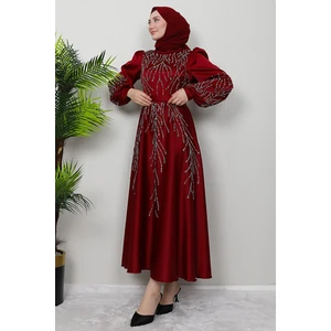 Buğlem Taşlı Abiye Bordo