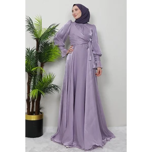 Fiyonk Detay Ipek Abiye Lila