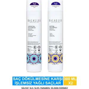 Saç Dökülmesine Karşı Şampuan Işlemsiz Yağlı Saçlar - Sülfatsız & Vegan Formül 2 x 300 ml