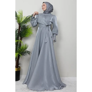 Giza Store Fiyonk Detay Ipek Abiye Gece Mavi