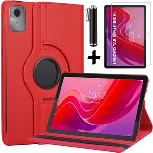 M.TK Moveteck Lenovo Tab M11 TB330-FU /K11 TB330XU 11" Inç Uyumlu Tablet Kılıf 360 Derece Dönebilen Kapaklı Standlı+ Ekran Koruyucu Nano Set