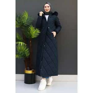 Aysema Kürklü Şişme Mont Lacivert