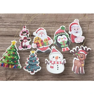 8 Adet Yılbaşı Ahşap Ağaç Süsü- Noel Baba,kardan Adam,geyik,çam Ağacı
