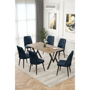 Kaffa Home Rath Sonomo 80x140 Sabit Mutfak Masası Yemek Masası Masa Sandalye Takımı 6 Antrasit Sandalye