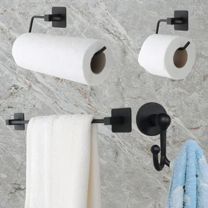 4 Adet Wc Kağıt Tutucu Düz Havlu Tutucu Bornoz Askılık ve Solo Havlu Tutucu Et