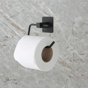 Yapışkanlı Wc  Lüx Paslanmaz Siyah Kare Tuvalet Kağıt Tutucu