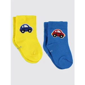 Civil Baby Erkek Bebek Aksesuarlı 2'li Çorap 6-18 Ay Mavi-Sarı
