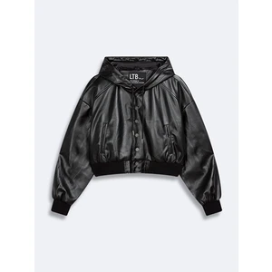 Oversıze Kapüşonlu Siyah Ceket