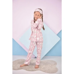 Kız Çocuk Soft Renk Desenli Pijama Takımı Yeni Sezon Son Moda Uyku - Göz Bandı Dahil