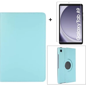 Samsung Galaxy Tab A9 8.7 Inch 2023 360° Dönebilen Standlı Suni Deri Kılıf + Nano Cam Ekran Koruyucu