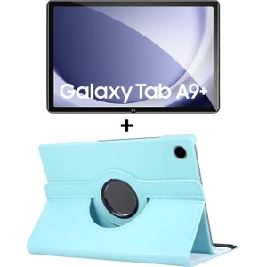 Samsung Galaxy Tab A9 Plus 11' 2023 360° Dönebilen Standlı Suni Deri Kılıf + Nano Cam Ekran Koruyucu
