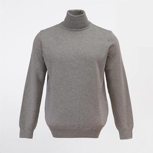 Erkek Şardonsuz Uzun Kol Ince Kazak - 180539 - Açık Gri Melanj