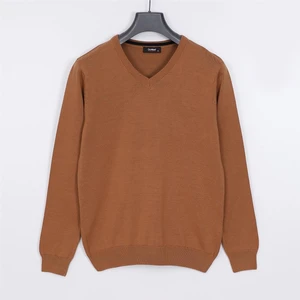 Erkek Şardonsuz Uzun Kol Ince V Yaka Kazak - 180537 - Taba