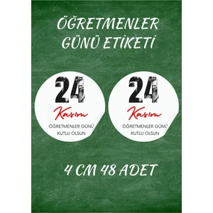 packmira etiket&ambalaj Öğretmenler Günü Etiketi Sticker 4 cm 48 Adet - 08 -