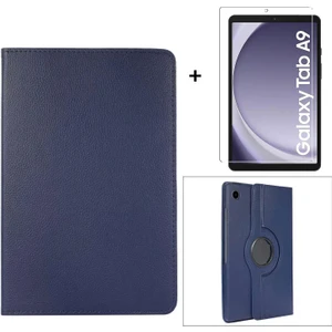 Samsung Galaxy Tab A9 8.7 Inch 2023 360° Dönebilen Standlı Suni Deri Kılıf + Nano Cam Ekran Koruyucu
