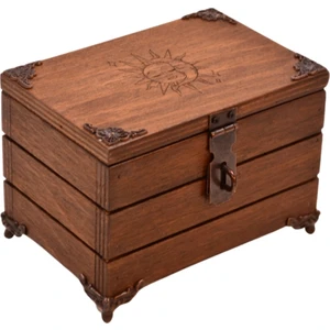 Tun's Atelier Tun's Woods Ay ve Güneş Sembollü 15CM x 10CM Genişlikte ve 10CM Yükseklikte Ahşap Asma Kilitli Kutu